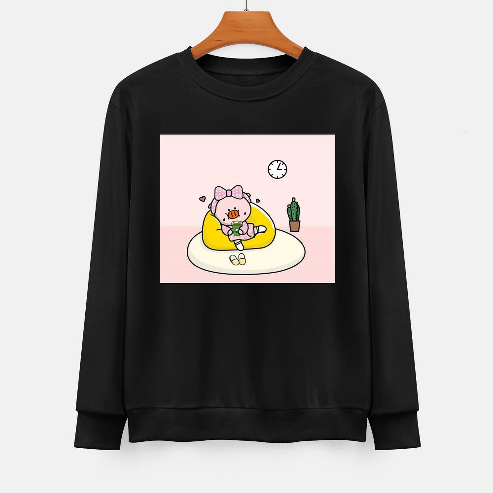 Front Patterned Long Sleeve TopRegularFit Fade-Resistant